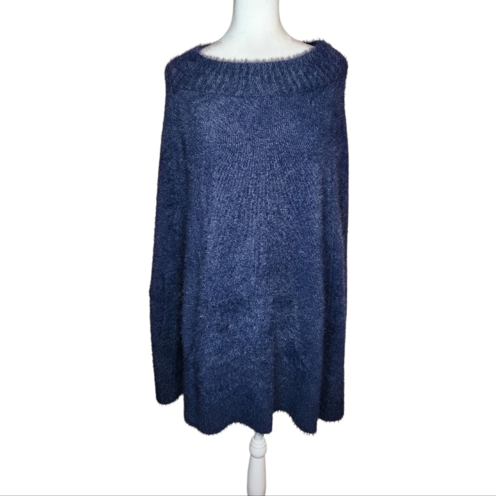 Mersea Chalet Poncho in Oxford Blue Fuzzy One Size